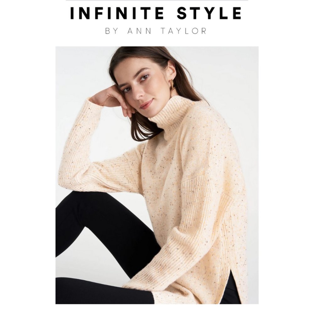 Ann Taylor Speckled Cashmere Turtleneck Sweater